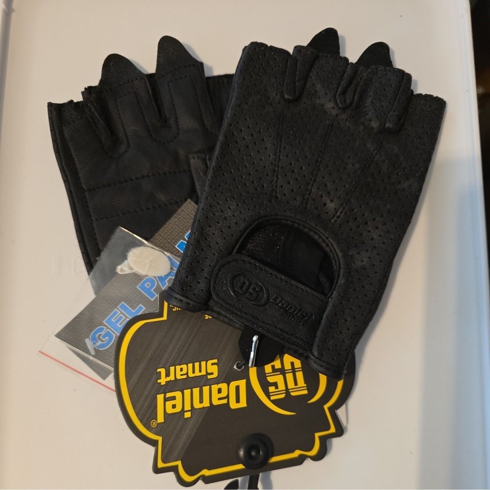 Leather Gloves Fingerless Motorcycle Gloves with Perforated Action XL